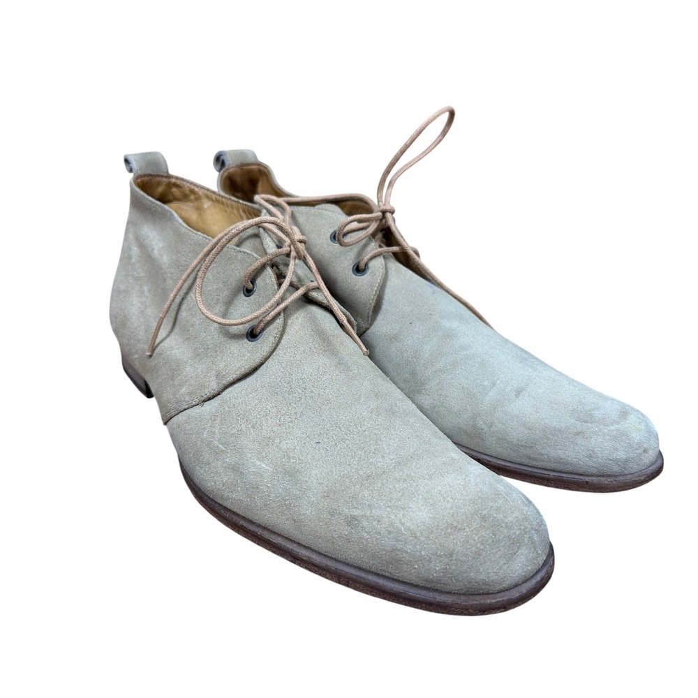 Billy Reid Mens Size 11 Italian Suede Two Laced Low Stacked Shoes Chukka Boots